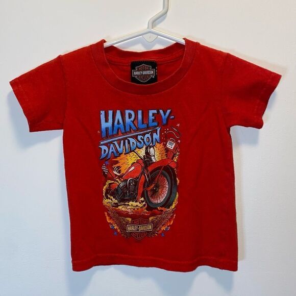 Kid’s Harley Davidson’s Double Sided Motorcycle Graphic T-Shirt - Picture 1 of 6